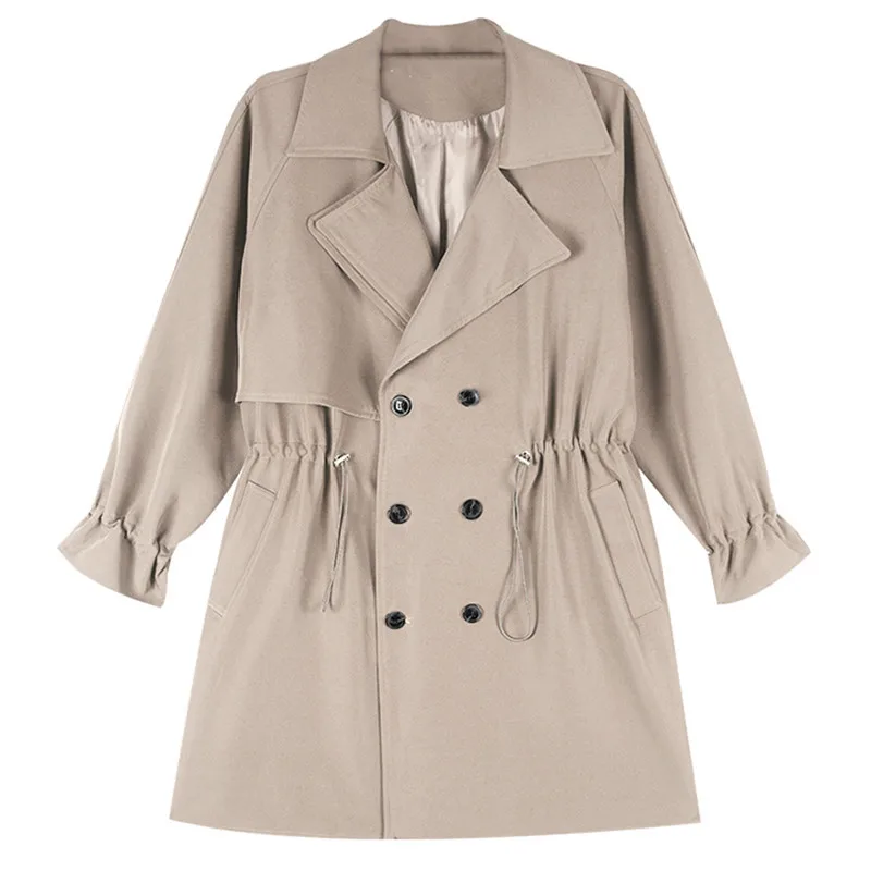 

GOOHOJIO 2020 New Fall Casual Chic Trench Coat for Women Oversize Vintage Long Women Coats Solid Color Temperament Trench Women