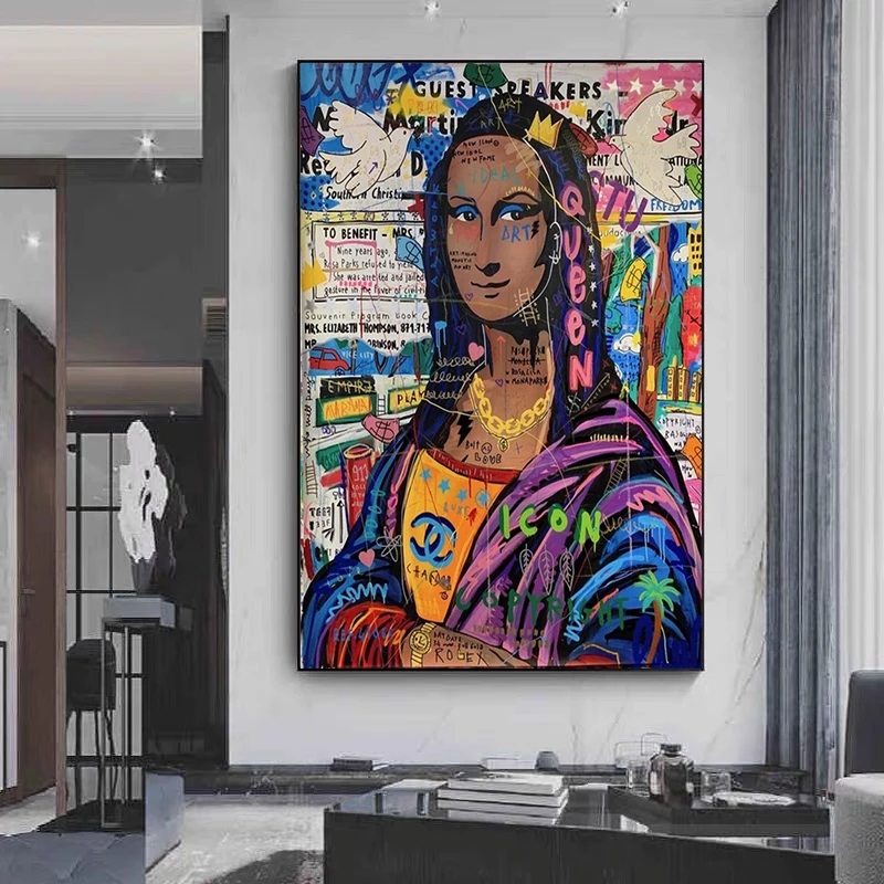 

Abstract Graffiti All Kinds of Funny Mona Lisa Posters and Prints Canvas Paintings Wall Art Pictures for Living Room Decor
