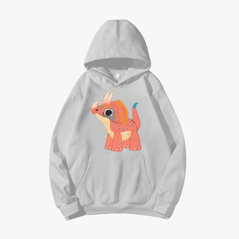 

Triceratops Cartoon Hooded Sweatshirt Hoodies Clothing Casual Loose Cotton Warm Streetwear Male Fashion Autumn Winter Outwear