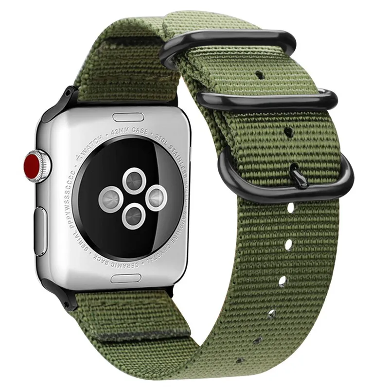 Ремешок NATO для apple watch band 44 мм 40 спортивный нейлоновый браслет iWatch 3 5 6 4 2 1 se 38 42 -