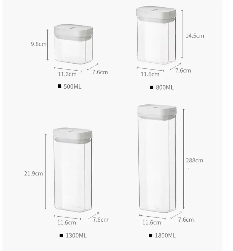 

500/800/1800ML Food Storage Container Plastic Kitchen Refrigerator Noodle Box Multigrain Storage Tank Transparent Sealed Cans