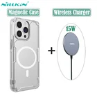 Магнитный чехол для iPhone 13 Pro  Max NILLKIN, беспроводное зарядное устройство 15 Вт, быстрая Беспроводная зарядка, прозрачная задняя крышка для iPhone13