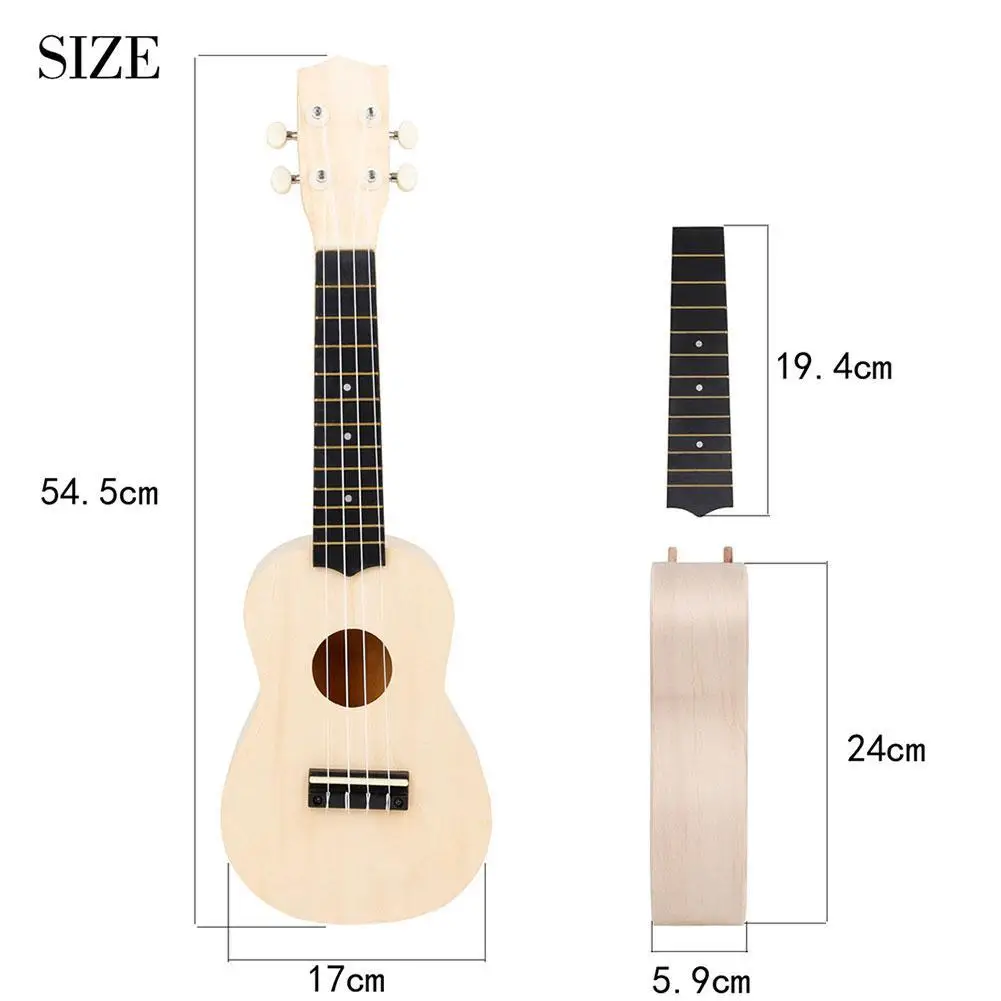 

DIY Wooden Small Guitar Painting Material Package 21-inch Basswood Ukulele Parent-child Handmade Set With Paint Halloween Gift