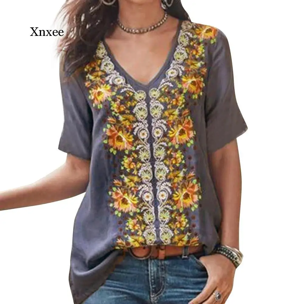 

Bikini Top Beach Cover-ups Sexy Casual Embroidery Beach Tunic Cotton T-shirt Women Beachwear