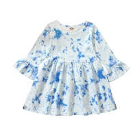 childrens spring autumn new baby girls dress fashion tie dyed kids cotton long sleeve dress for girl casual o neck baby clothing