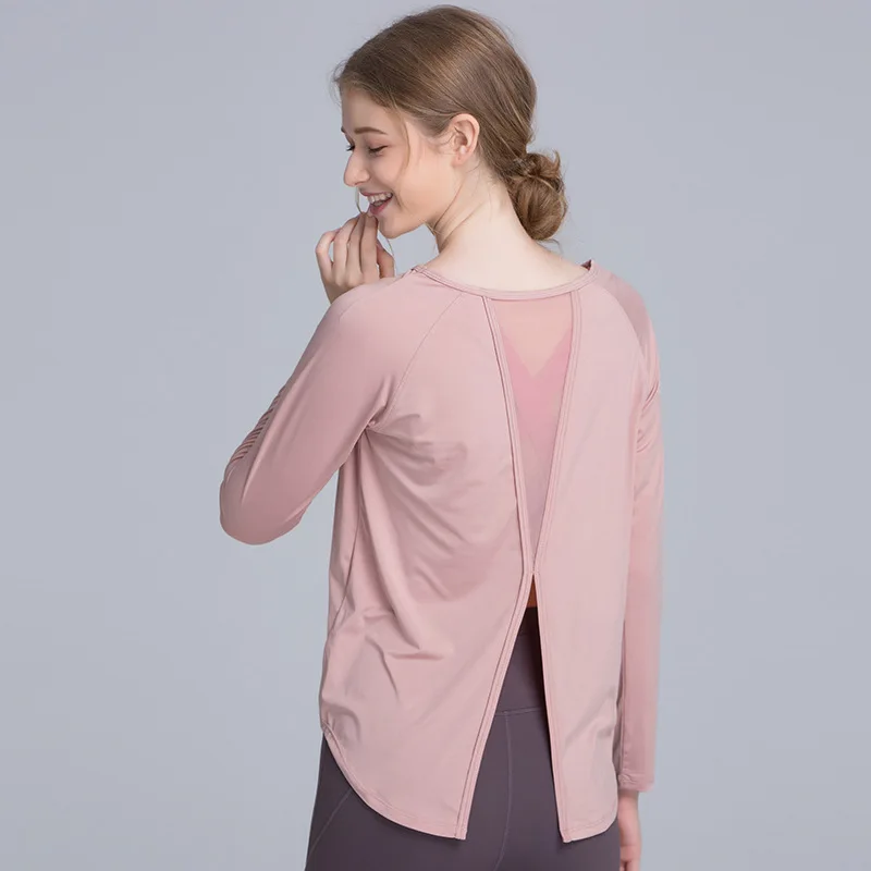 Рубашки для йоги одежда с длинным рукавом сетчатая быстросохнущая спортивная
