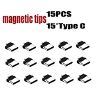 Магнитный штекер типа C, вращение на 360 градусов, 15 шт., запасная часть мобильный телефон, адаптер для зарядного кабеля долговечный конвертер