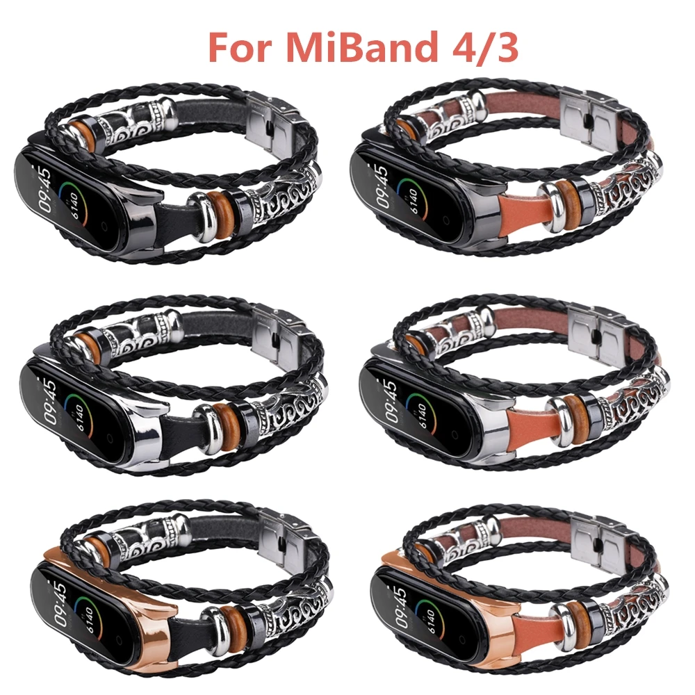 Ремешок для часов Xiaomi Mi Band 4/3 с металлической пряжкой в этническом стиле сменный
