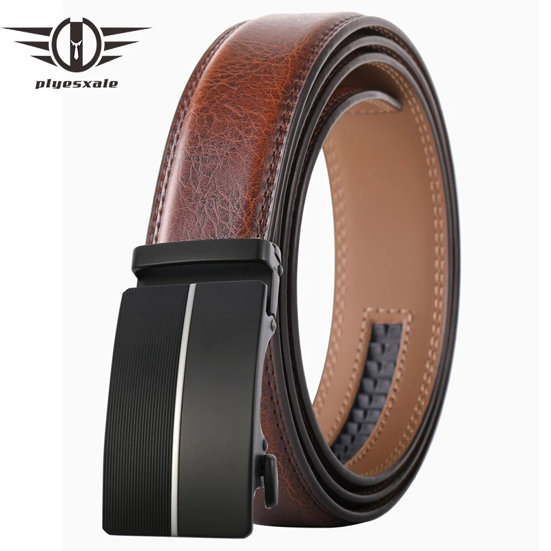 

Genuine Leather Belt Men Luxury Strap Male Belt New Fashion Automatic Buckle High Quality Blue White Brown Belts For Men B434