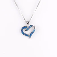 cute female lover charm necklace romantic whiteblue heart pendants necklaces women wedding engagement for women gifts