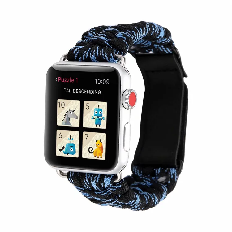Ремешок нейлоновый для iWatch 3 2 1 браслет из Паракорда выживания Apple Watch Band Series 6 5 4