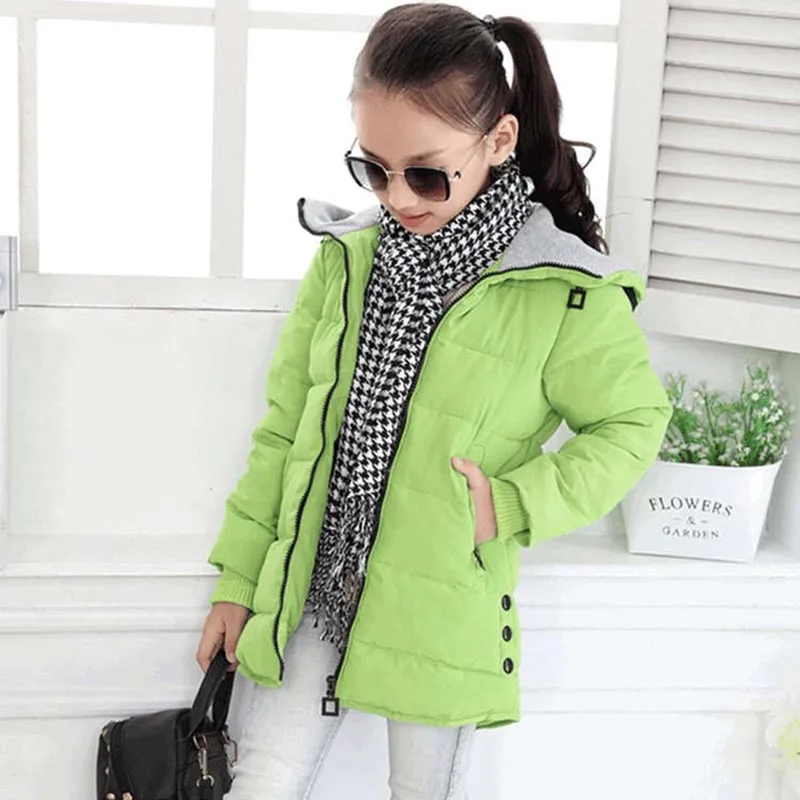 Детская зимняя куртка для девочек парка с меховым капюшоном толстое пуховое