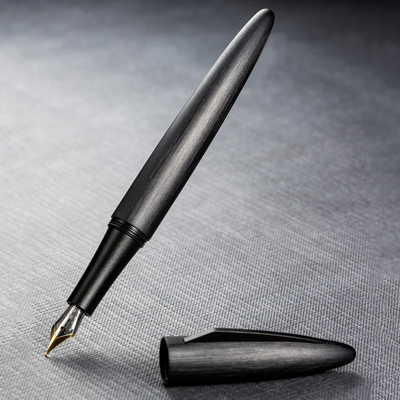 Ручка перьевая черная с гравировкой двумя перьями и чернильным картриджем