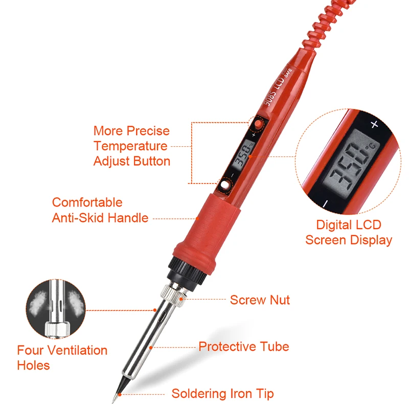 

New 220V 80W LCD Electric Soldering Iron Adjustable Temperature Tool with Soldering Iron Tips NE