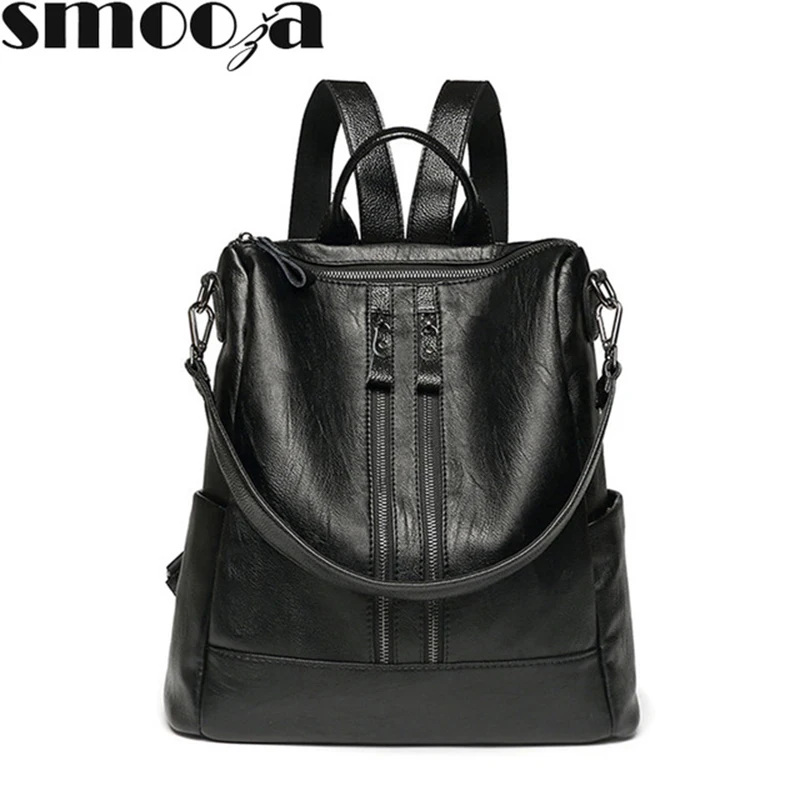 Женский рюкзак из мягкой кожи SMOOZA вместительный Многофункциональный для