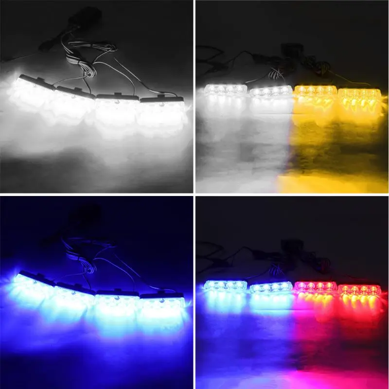 

Red Blue Yellow White Auto car Front Grille Emergency Flash Warning light LED Strobe Light 3 Mode for Police Firefighter 57BA
