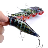 1 pcs popper fishing lure 80mm 12 4g trolling wobblers bait top water bass isca artificial hard bait fishing tackle
