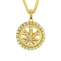 european and american hip hop diamond inlaid maple leaf turntable pendant rotatable jewelry mens necklace