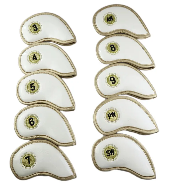 10pcs cryslal white NRC железные головные уборы для гольфа, изысканные полиуретановые толстые чехлы из искусственной кожи для клюшек для гольфа, железные головные уборы, аксессуары - Цвет: 10pcs cryslal white