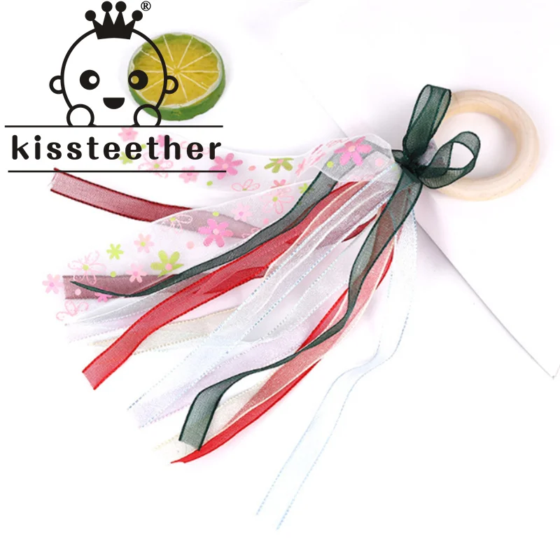 Зубной прорезыватель Kissteether для детей игрушка с цветным принтом бантом украшение