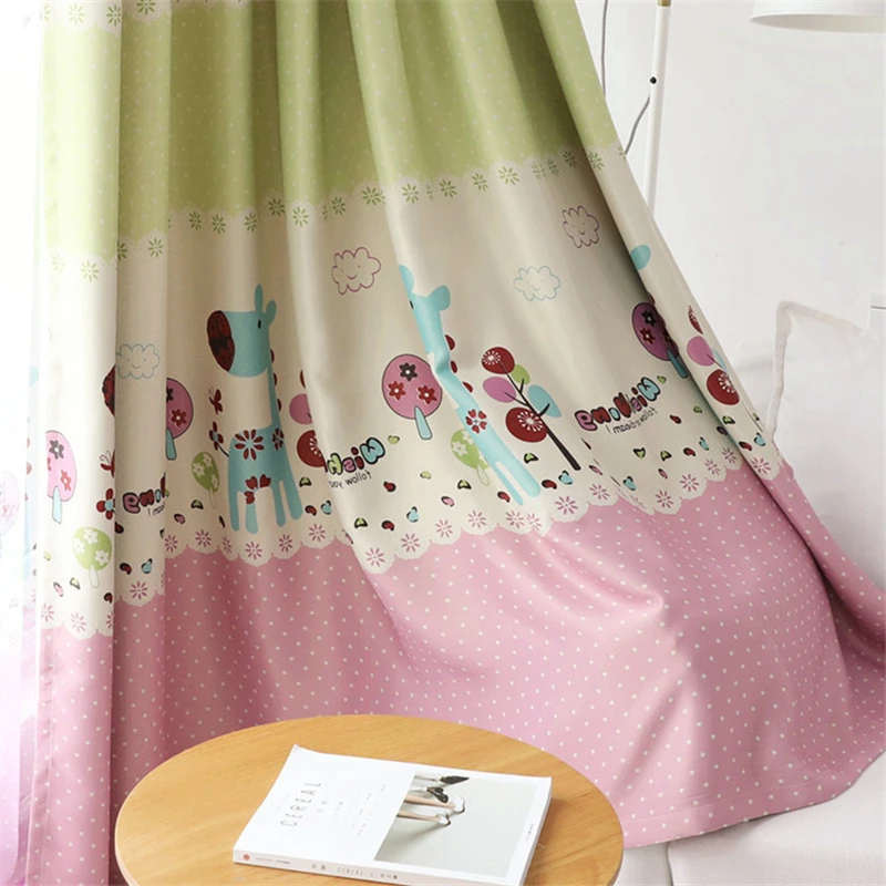 Затемненные розовые шторы с жирафом для гостиной детские мальчиков и девочек