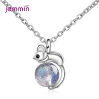 high quality women fashion jewelry gift for wedding engagement genuine 925 sterling silver necklace with sparkling moon stone