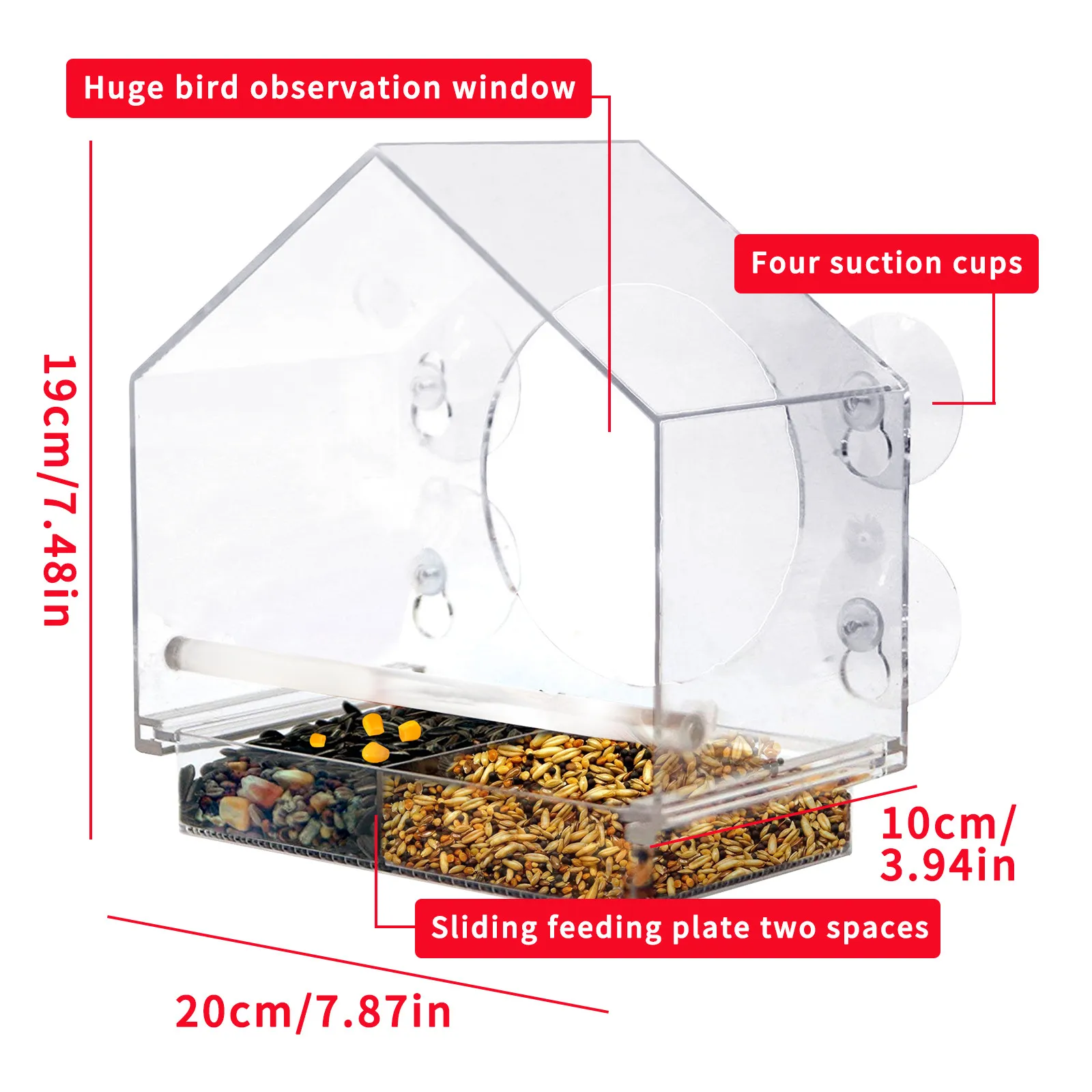 

Garden Decoration Outdoor House Shape Bird Feeder Feeder Family Hanging Window Bird Feeder dcoration de jardin