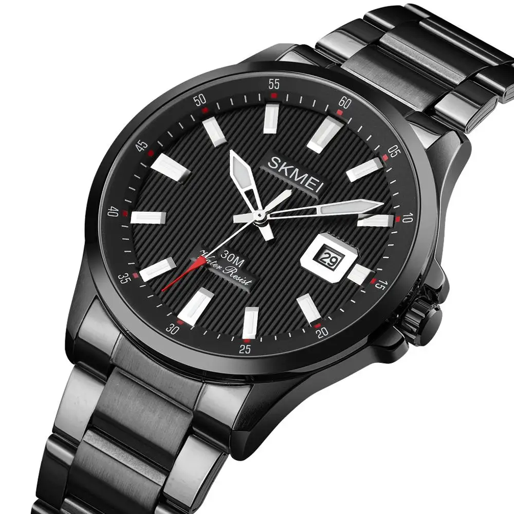 

SKMEI Fashion Quartz Watch For Men Business Stainless Steel Strap Male Watch 30Bar Waterproof Wristwatch relogio masculino