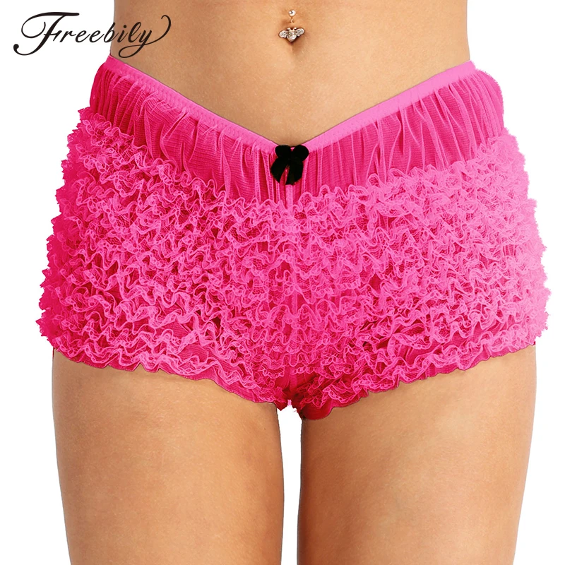

High Quality Women Ladies Lingerie Ruffled Lace Bloomers Knickers with a bow Sexy Panties Women's Underwear Underpants