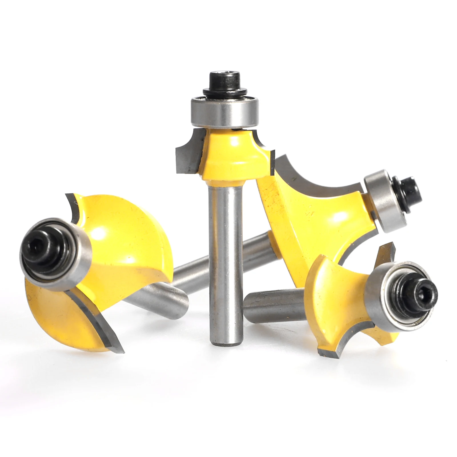 

4 шт. деревообрабатывающие круглые более фреза для отделки кромки Набор бит 8 мм 1/2 ''и 1/4'' хвостовика дополнительно 4 шт. в комплекте, 3 вида ...