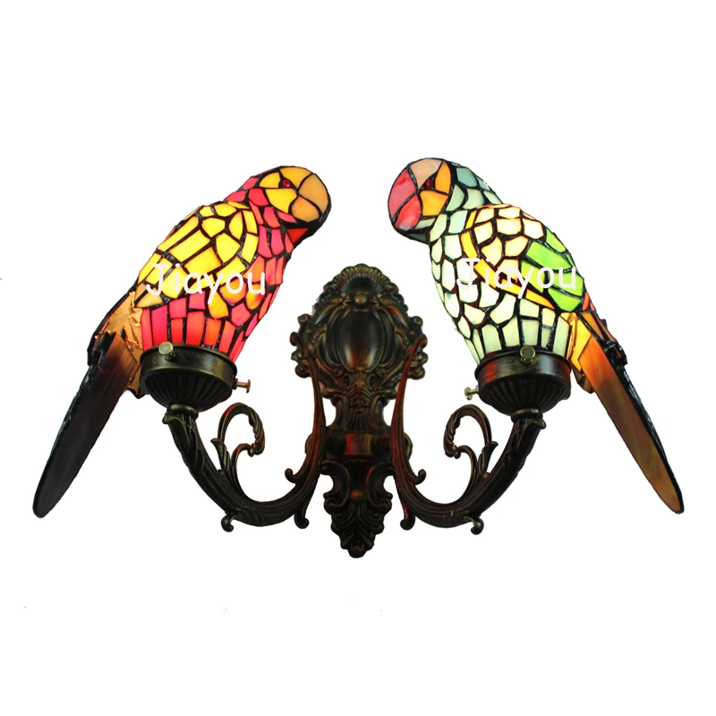 macaw bird wall lamp stained glass light for foyer | Освещение