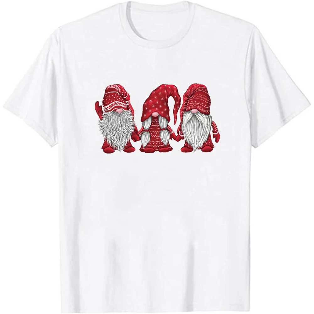 

2021 New Harajuku Casual Christmas T Shirt Valentine's Day Red Dwarf Pattern Top Pullover Print Round Neck Kawaii