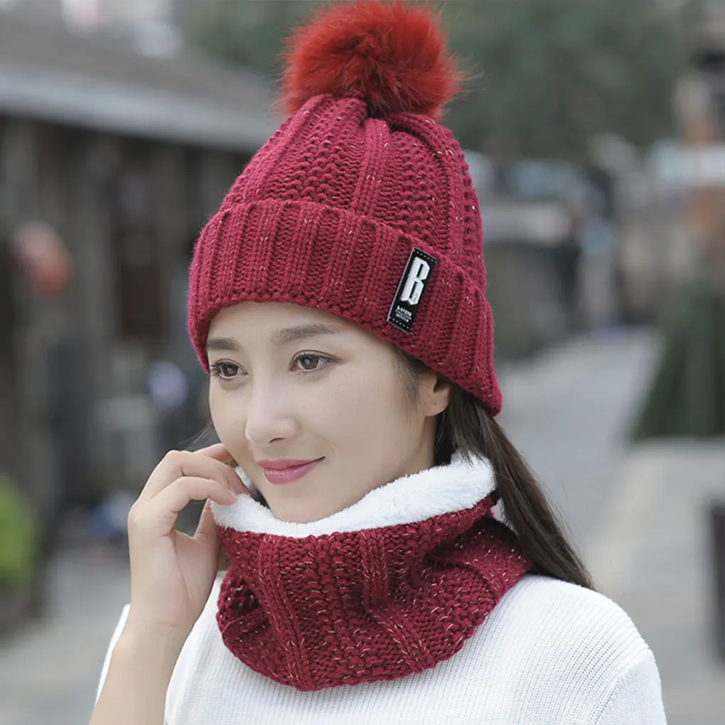 

Men Women Knitting Wool Beanie Hat Knitted Cap Round Ball Braided Warm Thick Winter Head Accessory Beanies