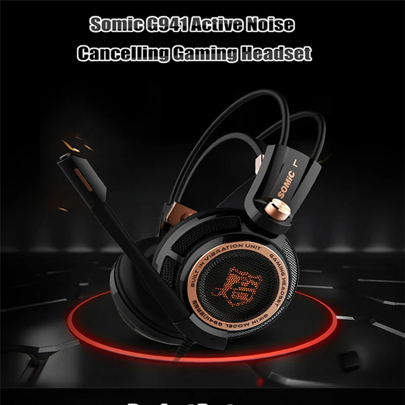 Somic G941 игровая гарнитура USB 7,1 виртуальное объемное звучание наушники с микрофоном стерео Бас Вибрация для ПК PS4 геймера