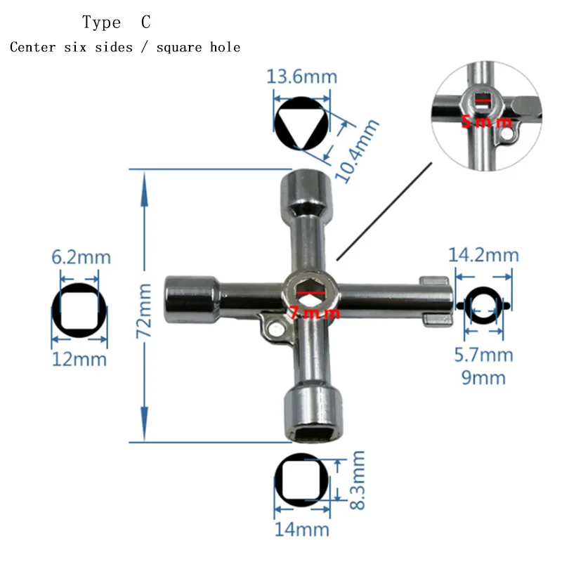 Многофункциональный 4 способа Универсальный треугольный ключ водопроводный