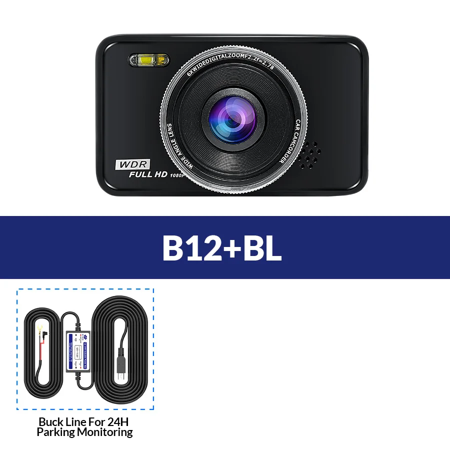 E-ACE Автомобильный видеорегистратор Camara Full HD 1080P видео рекордер со светодиодным фонариком Dashcam Авто регистратор автомобильная видеокамера Dash камера Автомобильный видеорегистратор s - Название цвета: B12-BL