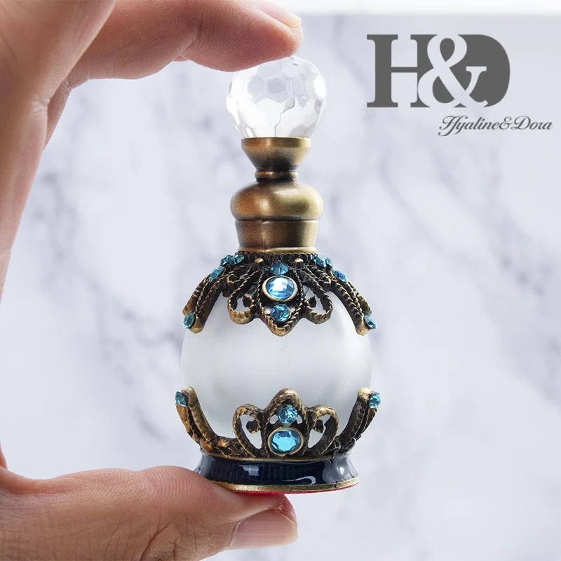 H & D 15 мл античный металлический стеклянный флакон для духов с синими кристаллами