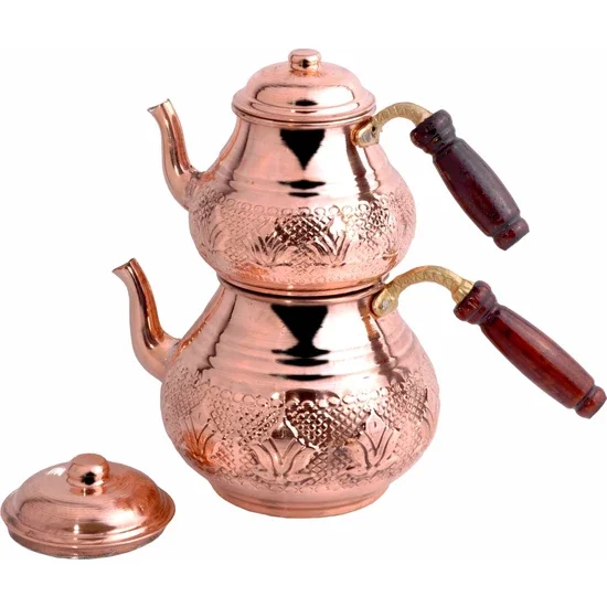 

Турецкий медный чайник ручной работы, 4 шт., кухонный чайный набор, традиционный котел для чая, кофе, деревянная ручка, подарок, Сделано в Турц...