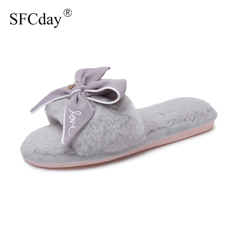 Женские домашние теплые плюшевые тапочки с кроликом Нескользящие хлопковые