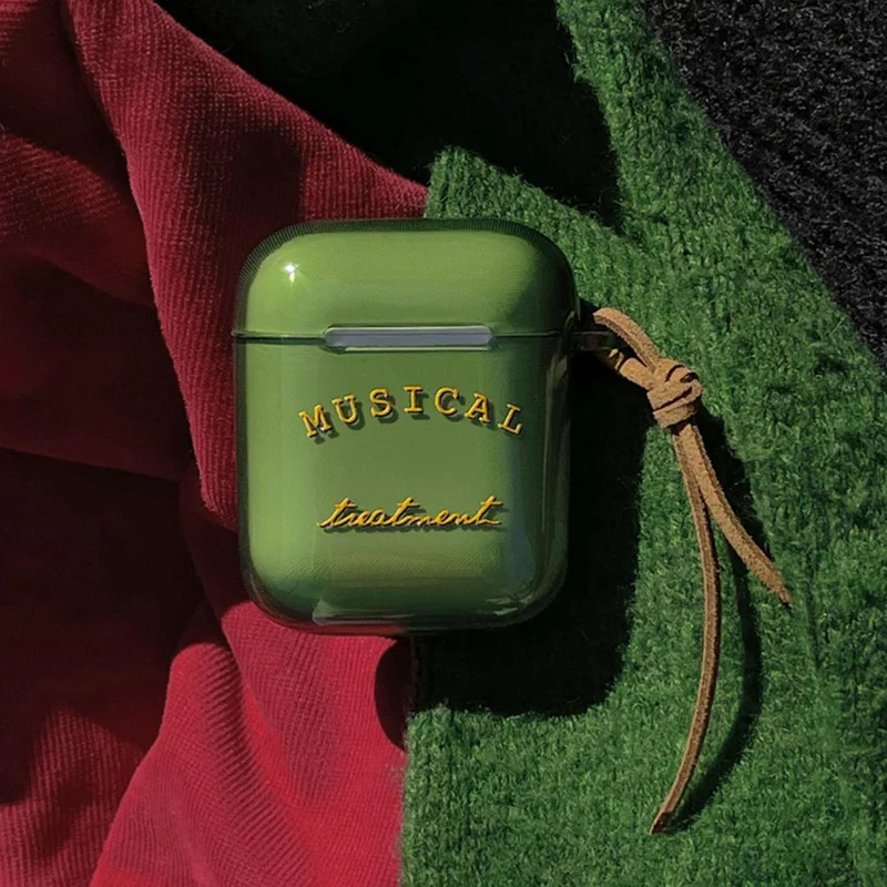 

Чехол с изумрудными надписями для Apple Airpods 2 1