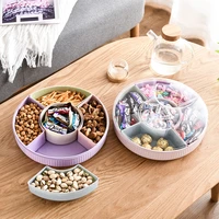 new storage grid dry fruit box plastic split format sealed fruit plate melon seed plate snack box customization food container