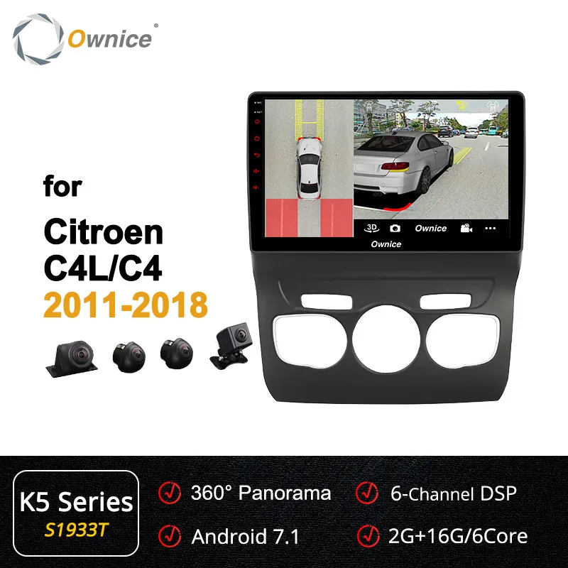 Ownice K1 K2 K3 K5 K6 Android 9,0 навигационный плеер для Citroen C4 C4L 2011- Восьмиядерный автомобильный DVD радио головное устройство Bluetooth 4G - Цвет: S1933 K5 Series