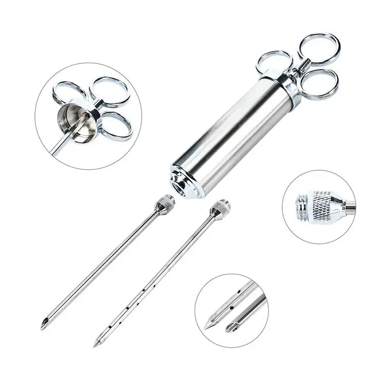 Гриль 2-унций маринада приправа инжектор индейки инъекторы мяса нержавеющая