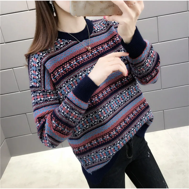 

YUGOU Round Neck Sweater Loose Outer Wear Christmas Pullover 2020 New Style Bottoming Women's Autumn Winter Korean Long Sleeves