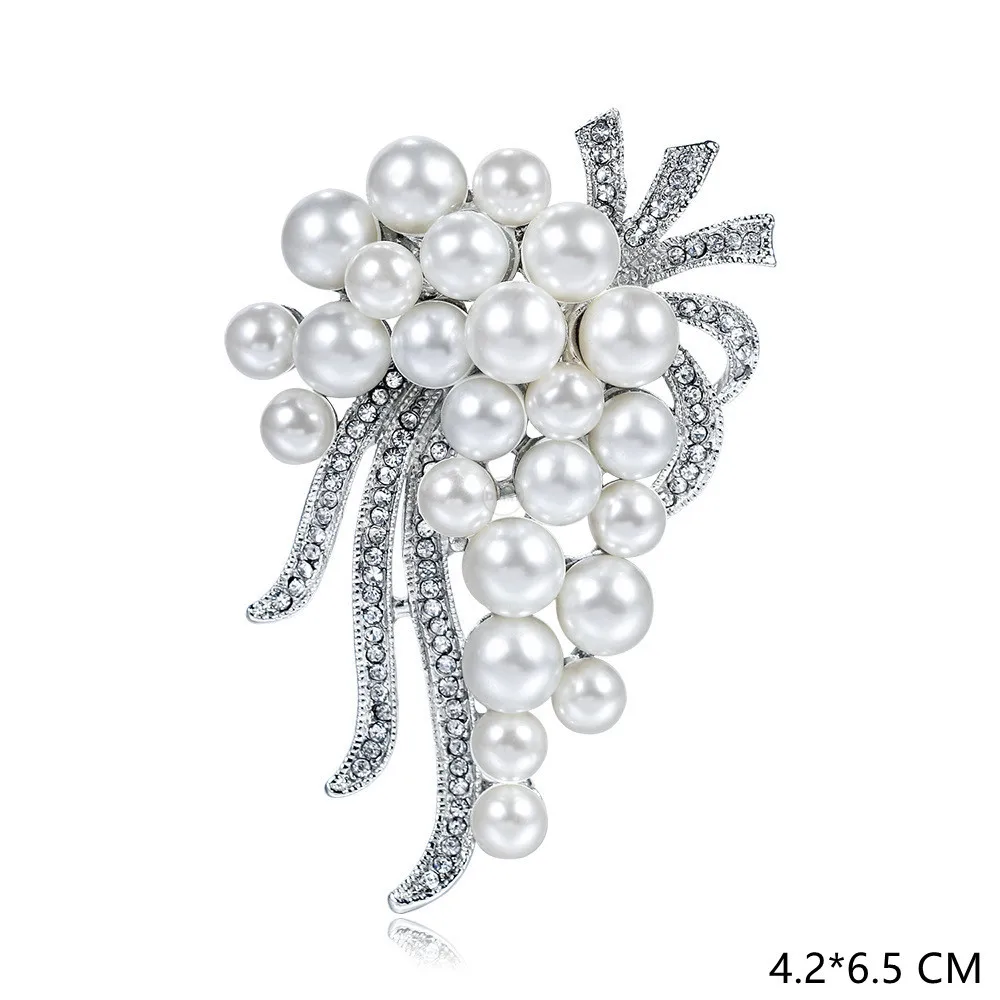 Броши женские в форме пера жемчужные кристаллы Значки для одежды Ювелирное