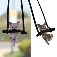 cute cat branch swing car pendant interior decoration ornaments auto creative rearview mirror hanging pendant