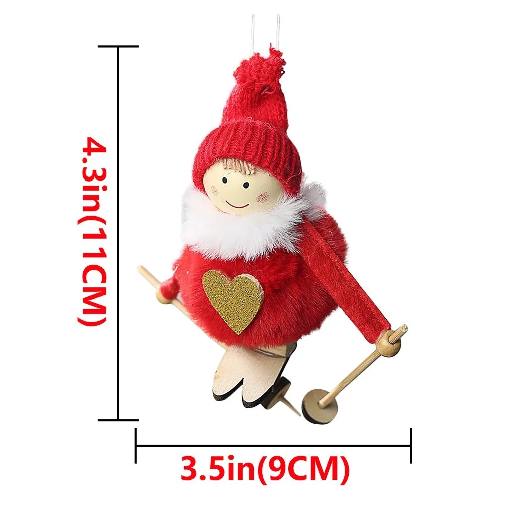 

6PC Christmas Tree Decoration Pendant Wool Feather Ski Doll Toy Pendant Pendant Realistic Expression Creative Christmas gift