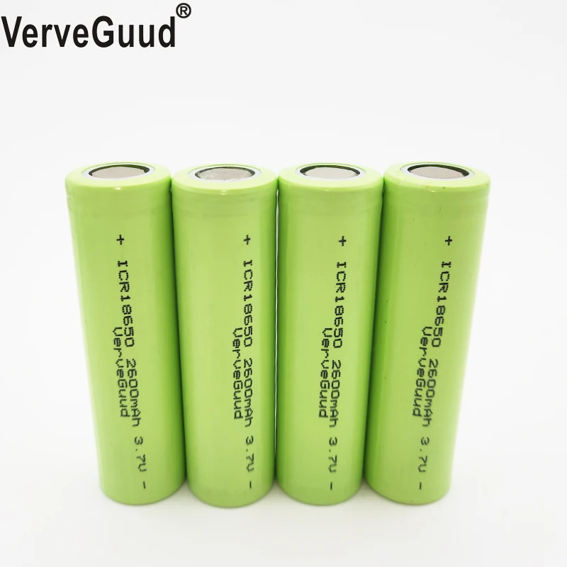 VerveGuud 4 шт. 100% оригинальный Li Ion ICR 18650 26F 3 7 в 2600 мАч литиевая аккумуляторная батарея