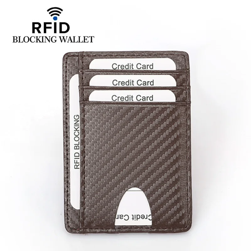 

Card Holder Men's Leather Card Holder Card Holder Carbon Fiber Pattern RFID Multi-card Slot Ladies Small Card Holder Wallet