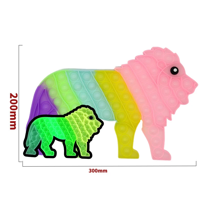 

Big 20CM Glow Rainbow LionChessboard Simple Fidget Toy Push Bubble Sensory Toy Relief Anti-stress Game Toys for Children